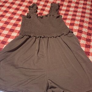 Woman’s  Brown Ruffled Romper. Summer shorts